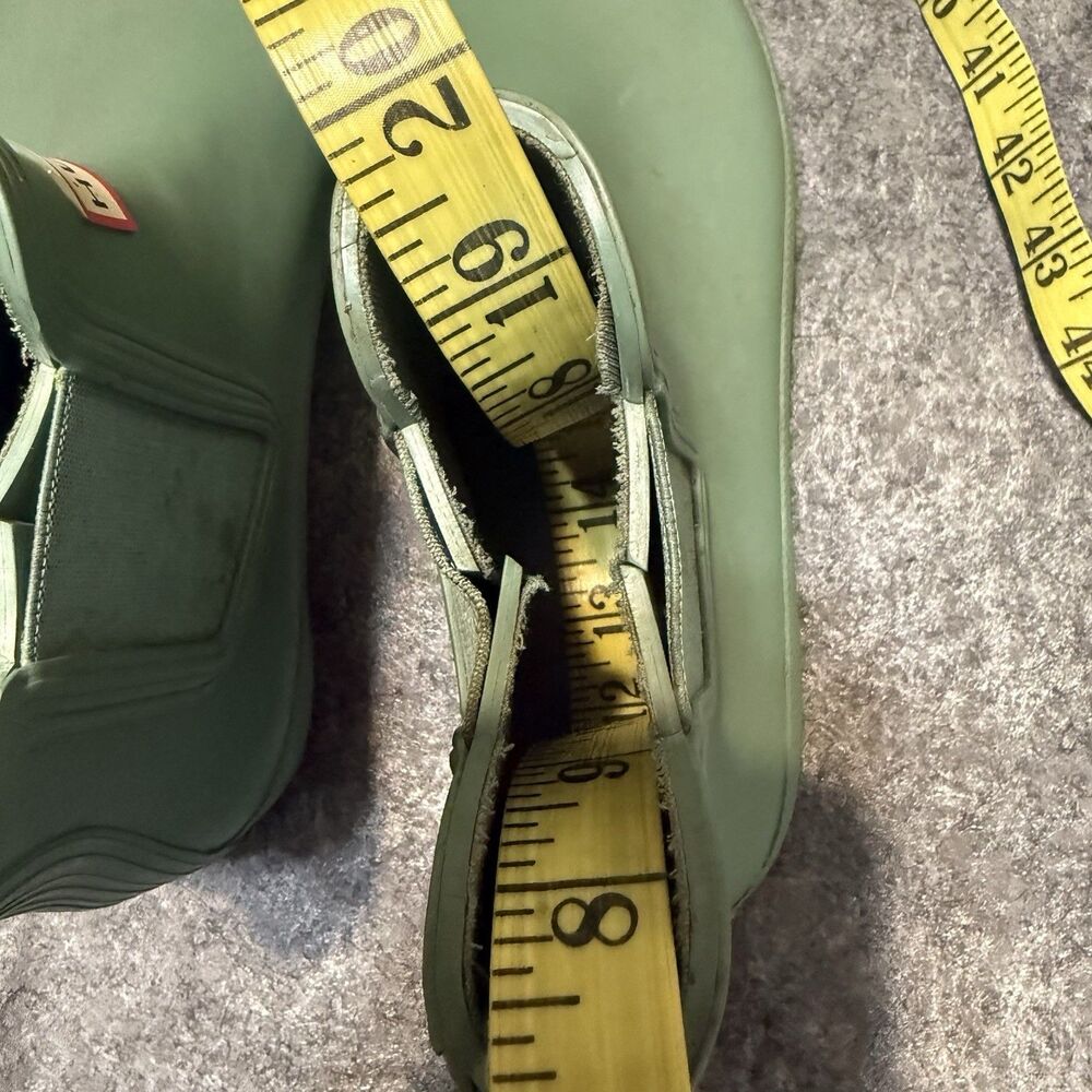 Hunter Womens Chelsea Rain Boots Size 6/7? Green Waterproof Rubber Elastic - Picture 7 of 11